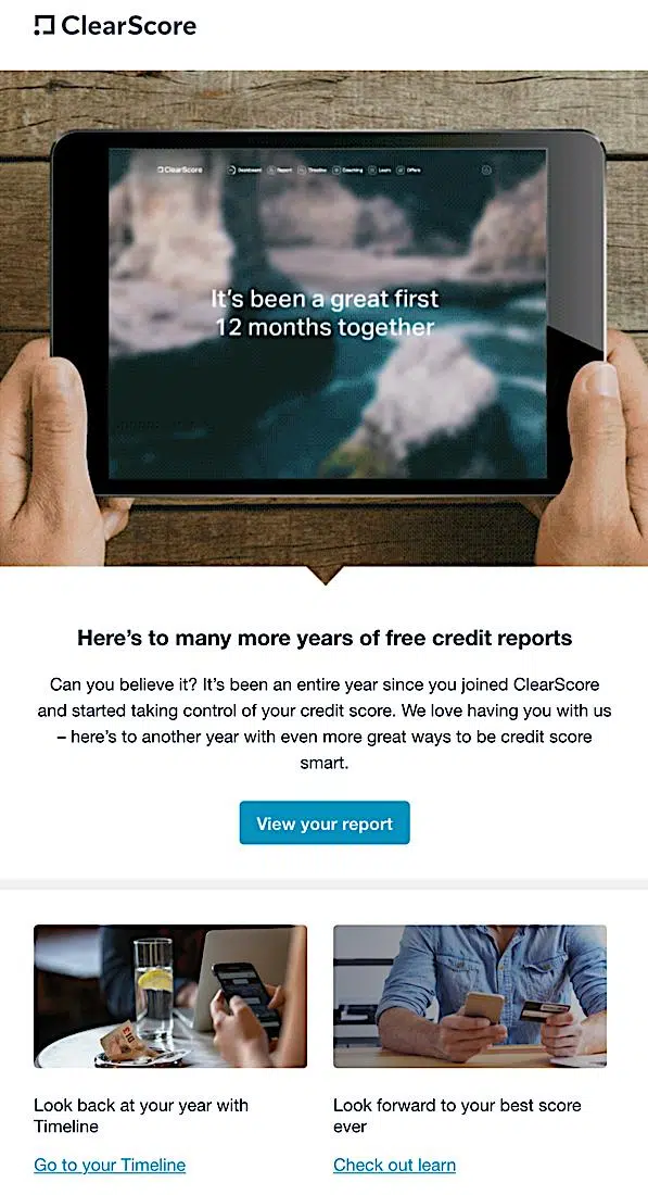 ClearScore email.